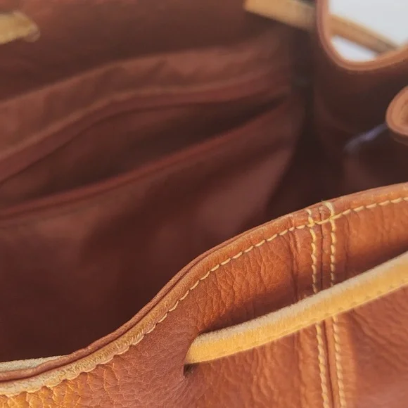 Vintage 90's Y2K JC Brown Tan Leather Bucket Bag Purse - Picture 5 of 14